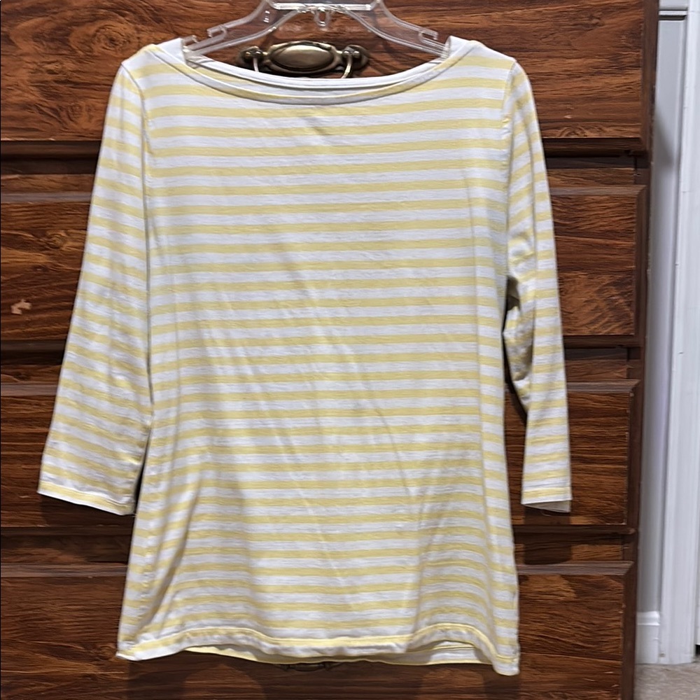 Merona Cream and White 3/4 Sleeve Relaxed Blouse